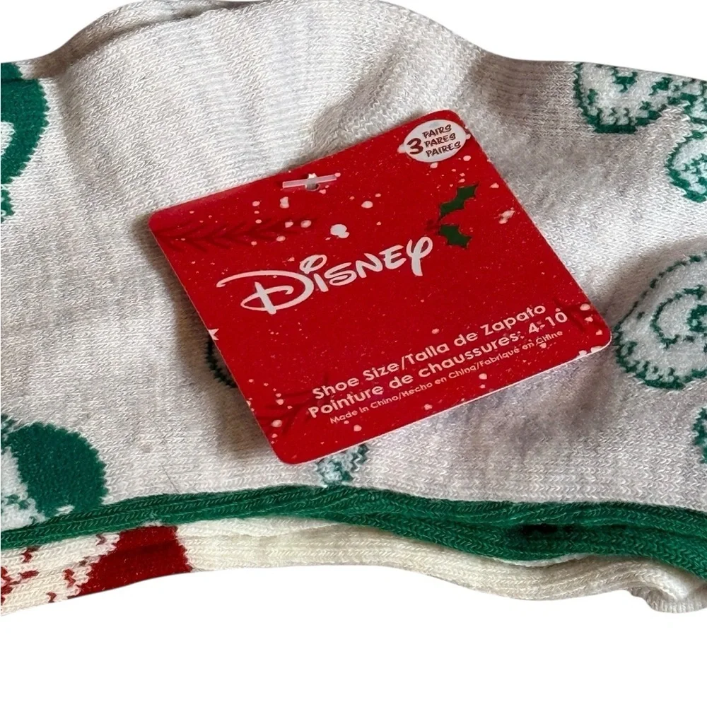 Disney Dopey Holiday No Show Socks 3-Pack Size 4-10